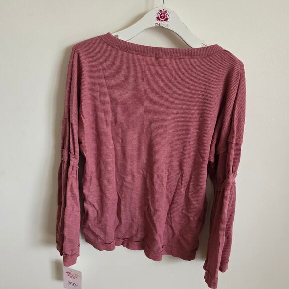 NEW dusty rose long sleeve top waffle knit size XL - Picture 5 of 5